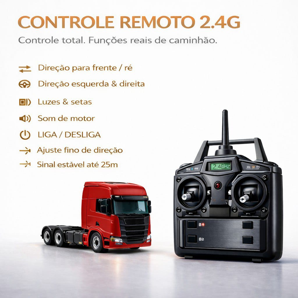 Caminhão Mercedes-Benz Actros 4163 Carreta Basculante 8x4 – Escala 1/14 (Controle Remoto)